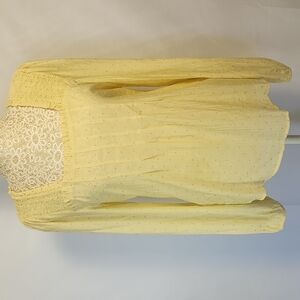 Blu Pepper Women's Size M Butter Yellow Square Neck Long Sleeve Peasant Top